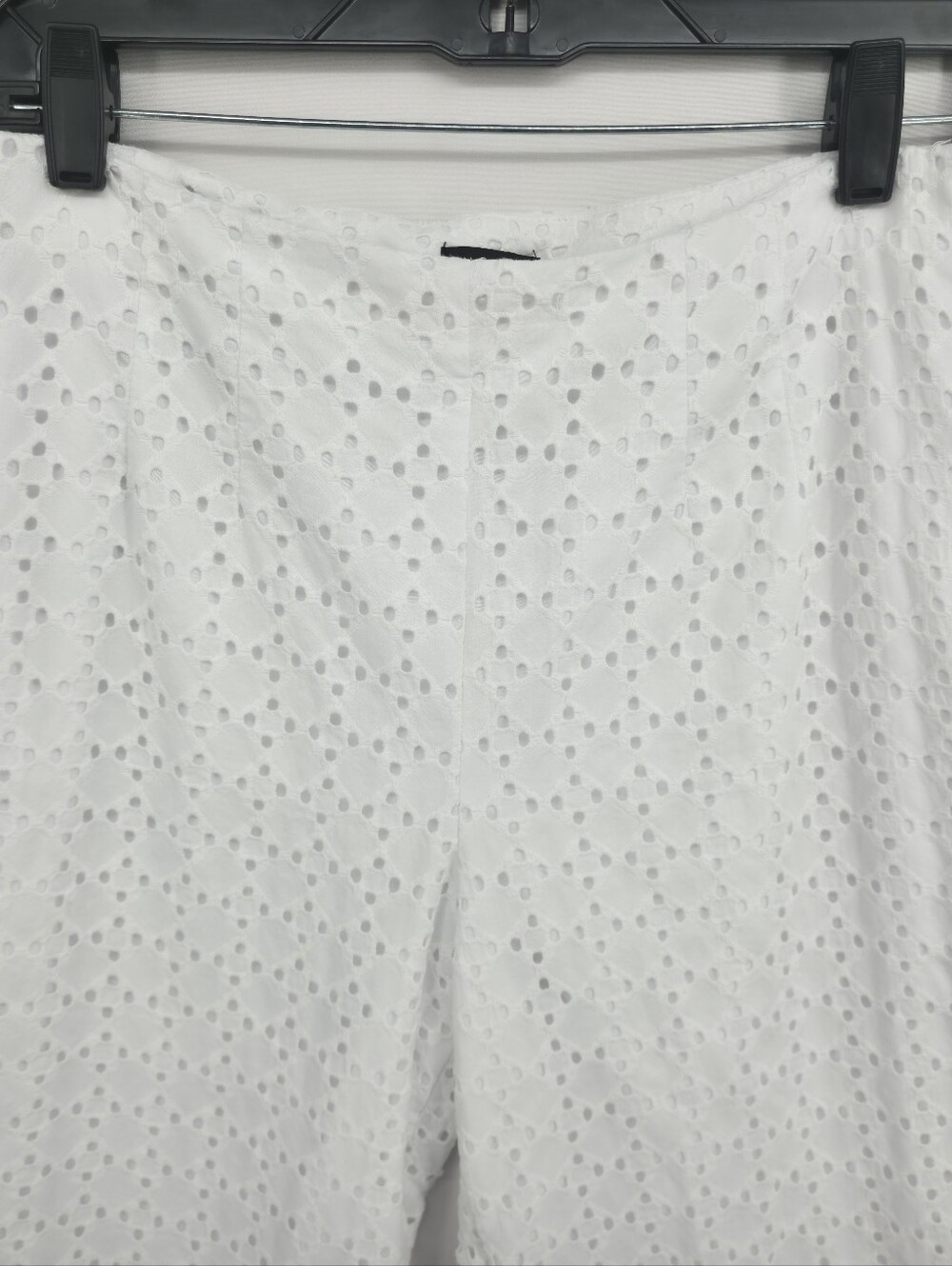 Ann Taylor Factory White Eyelet Cotton Straight Leg Crop Pants Lined Size 6 - Picture 5 of 15